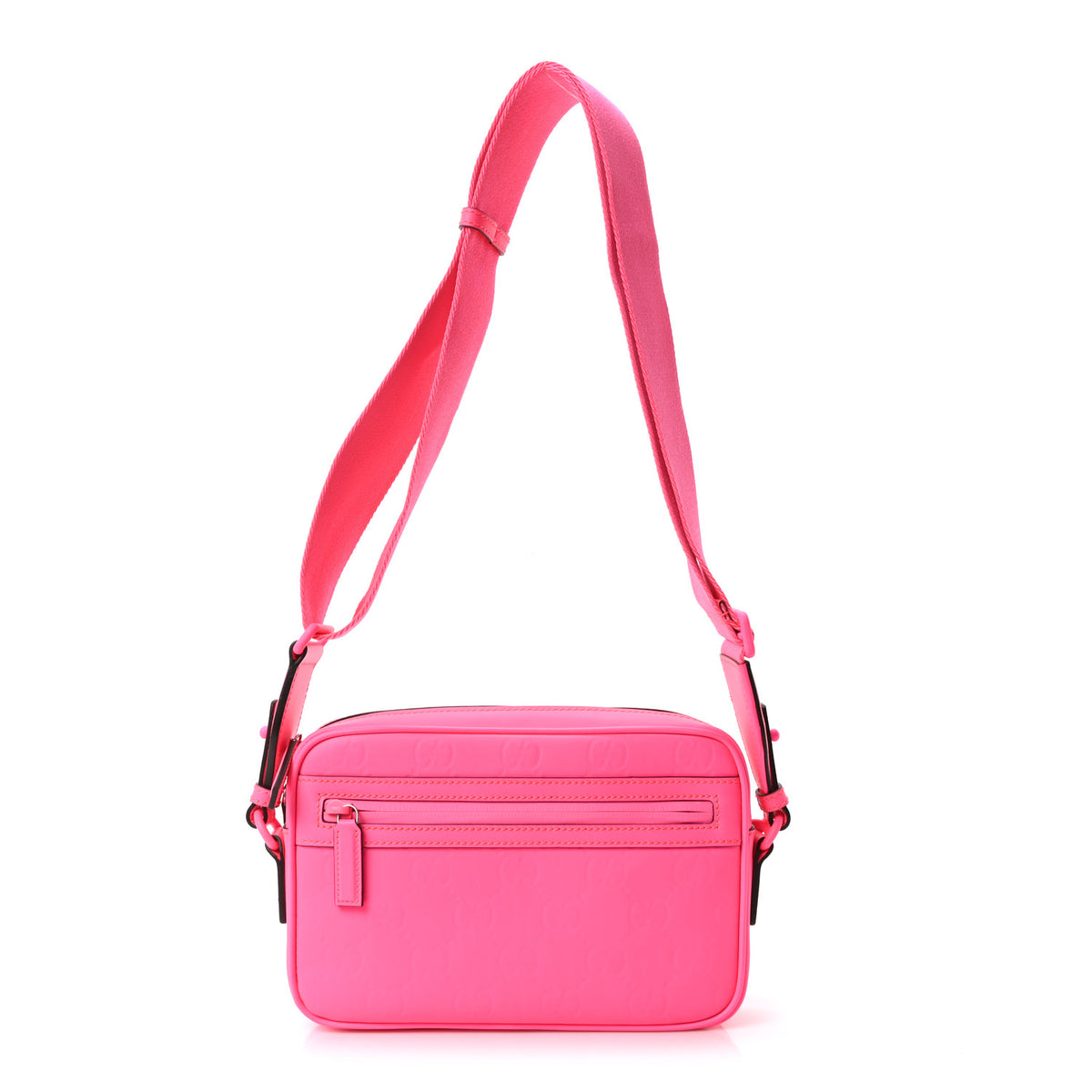 Gucci Rubber Effect Monogram GG Crossbody Bag Fluorescent Fuchsia 1 of 10