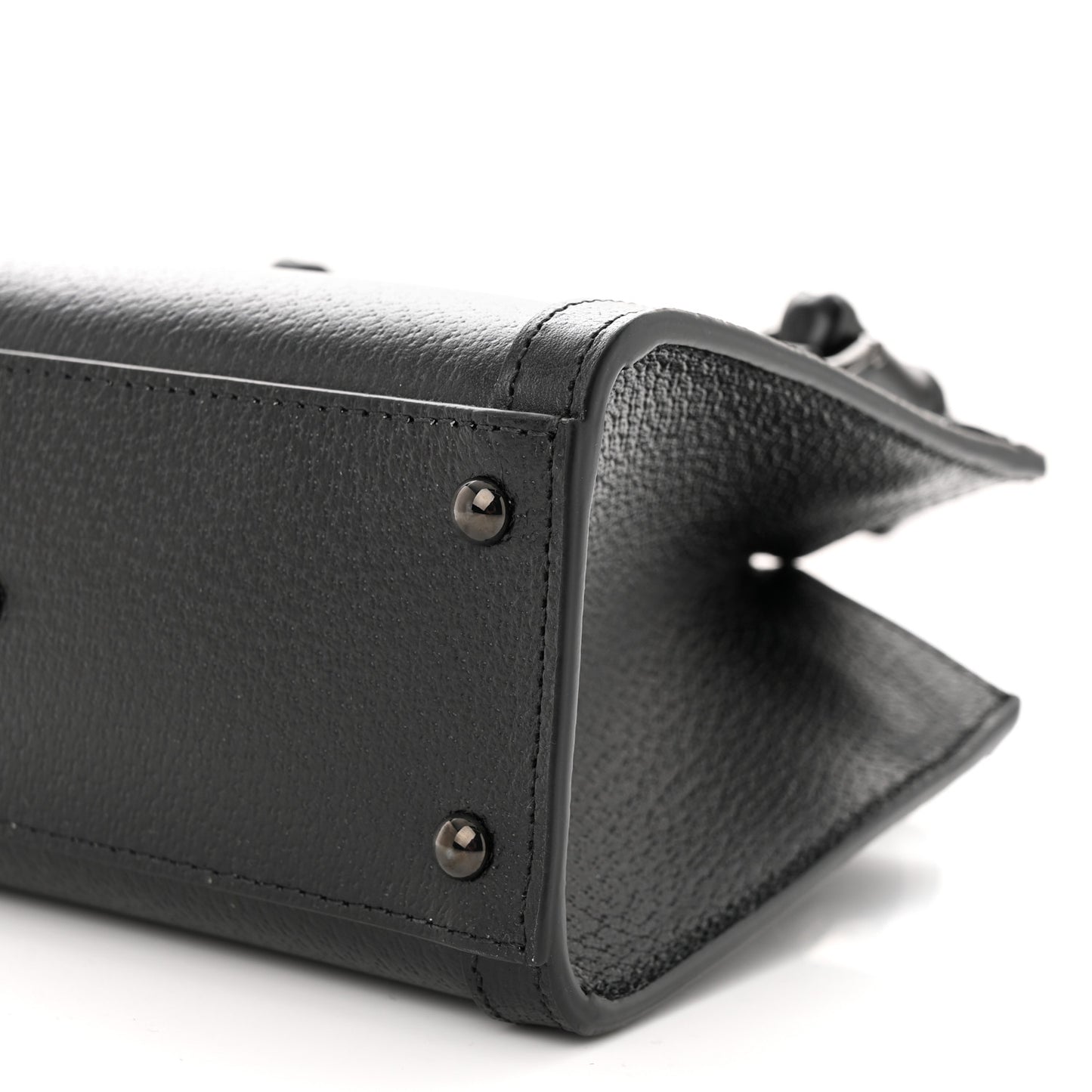 Textured Dollar Calfskin Web Monochrome Mini Diana Tote Bag Black