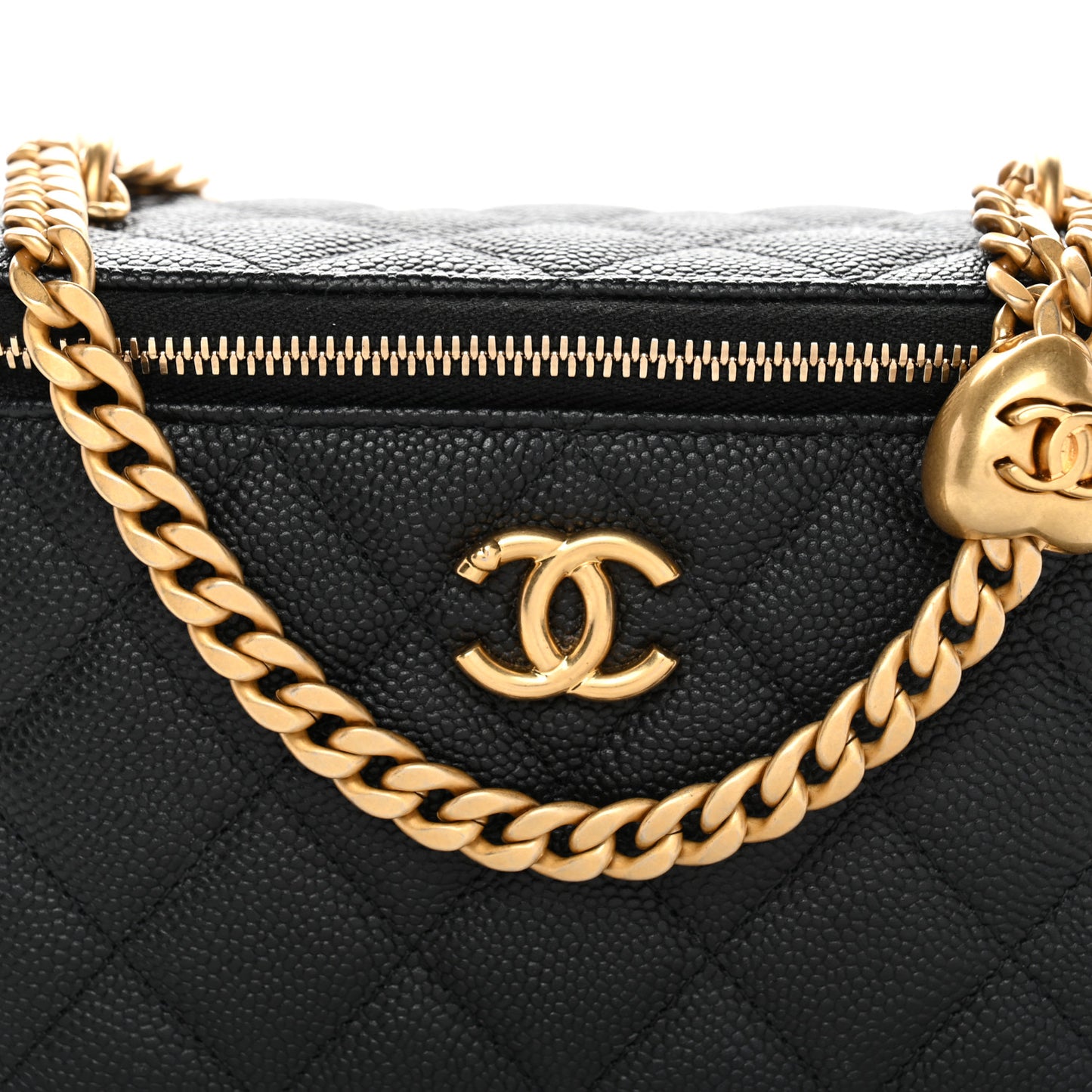 Caviar Quilted Sweetheart Vanity Case Black