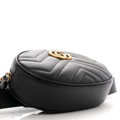 Gucci Calfskin Matelasse GG Marmont Belt Bag 75 30 Black 4 of 10