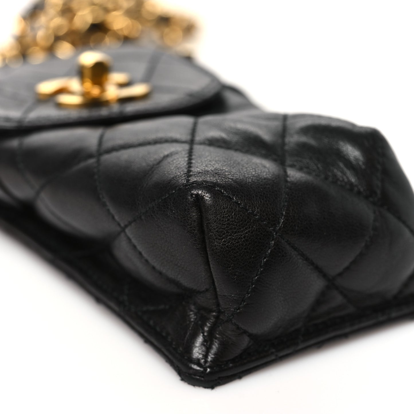 Lambskin Quilted Phone Holder Black