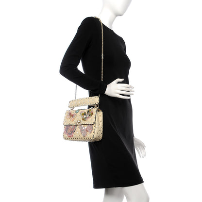 Valentino Garavani Craquele Nappa Butterfly Medium Rockstud Spike Shoulder Bag Light Ivory 2 of 10