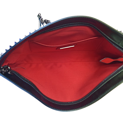 Christian Louboutin Patent Scarabe Loubiposh Spikes Chain Clutch Ocean Amazon 5 of 11