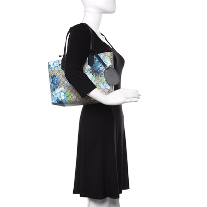 Gucci GG Supreme Monogram Blooms Small Reversible Tote Beige Blue Navy 2 of 10