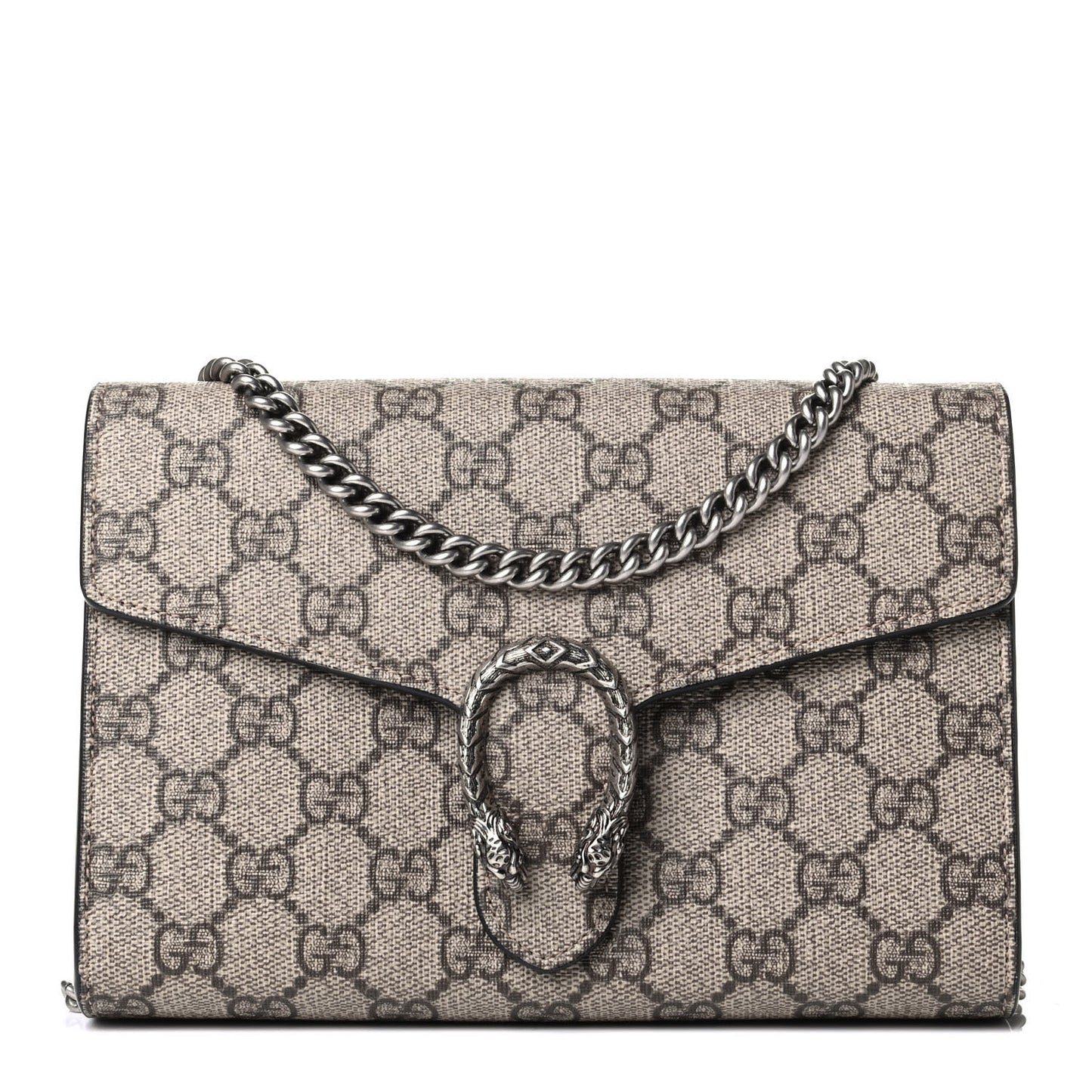 GG Supreme Monogram Mini Dionysus Chain Wallet Beige Black