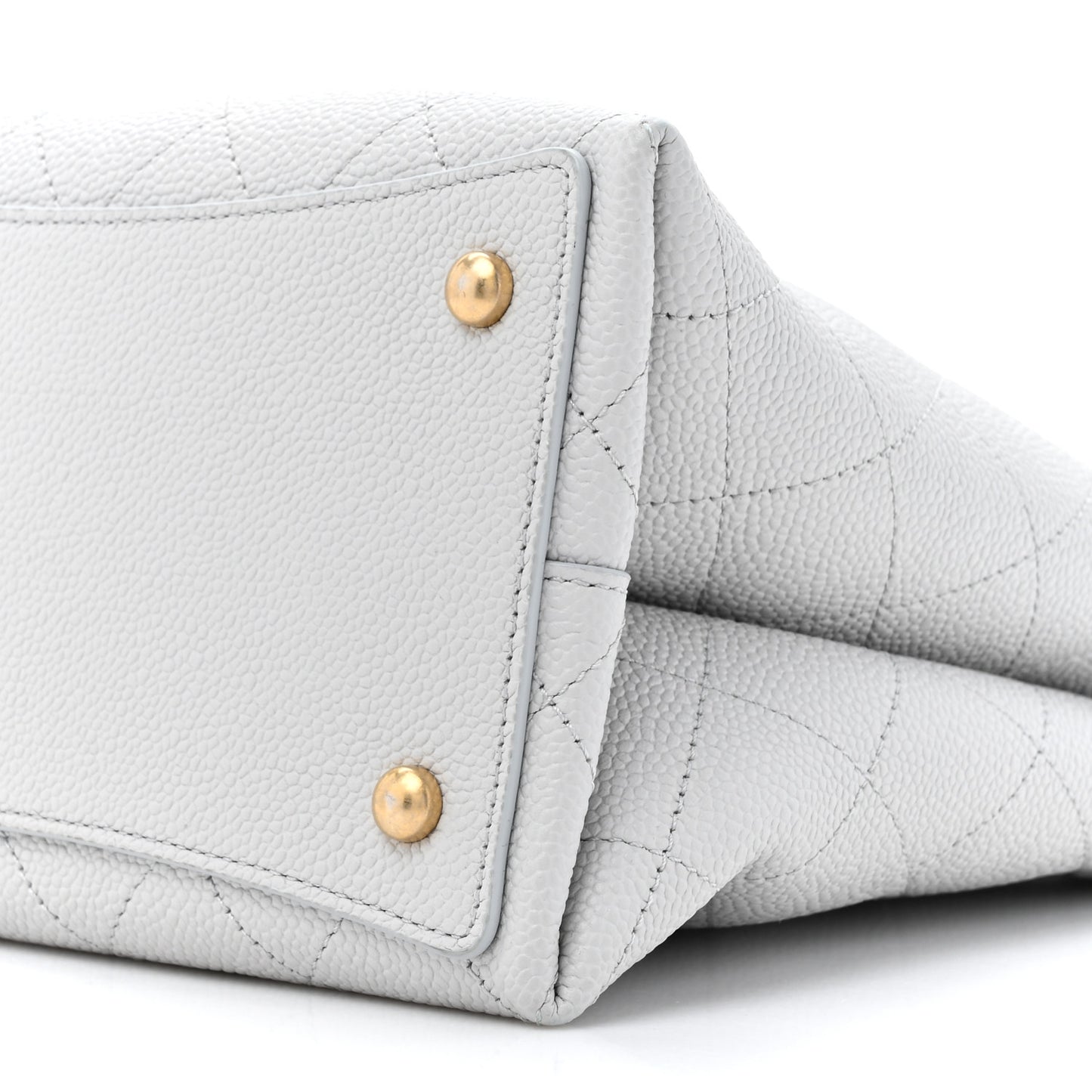 Grained Calfskin Stitched Small Drawstring Bag Grey