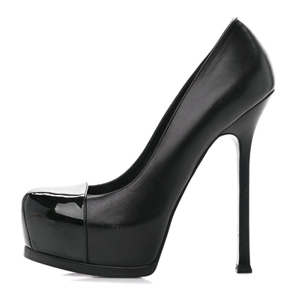 Saint Laurent Calfskin Vitello Vernice Tribtoo 105 Pumps 37 Black 1 of 8