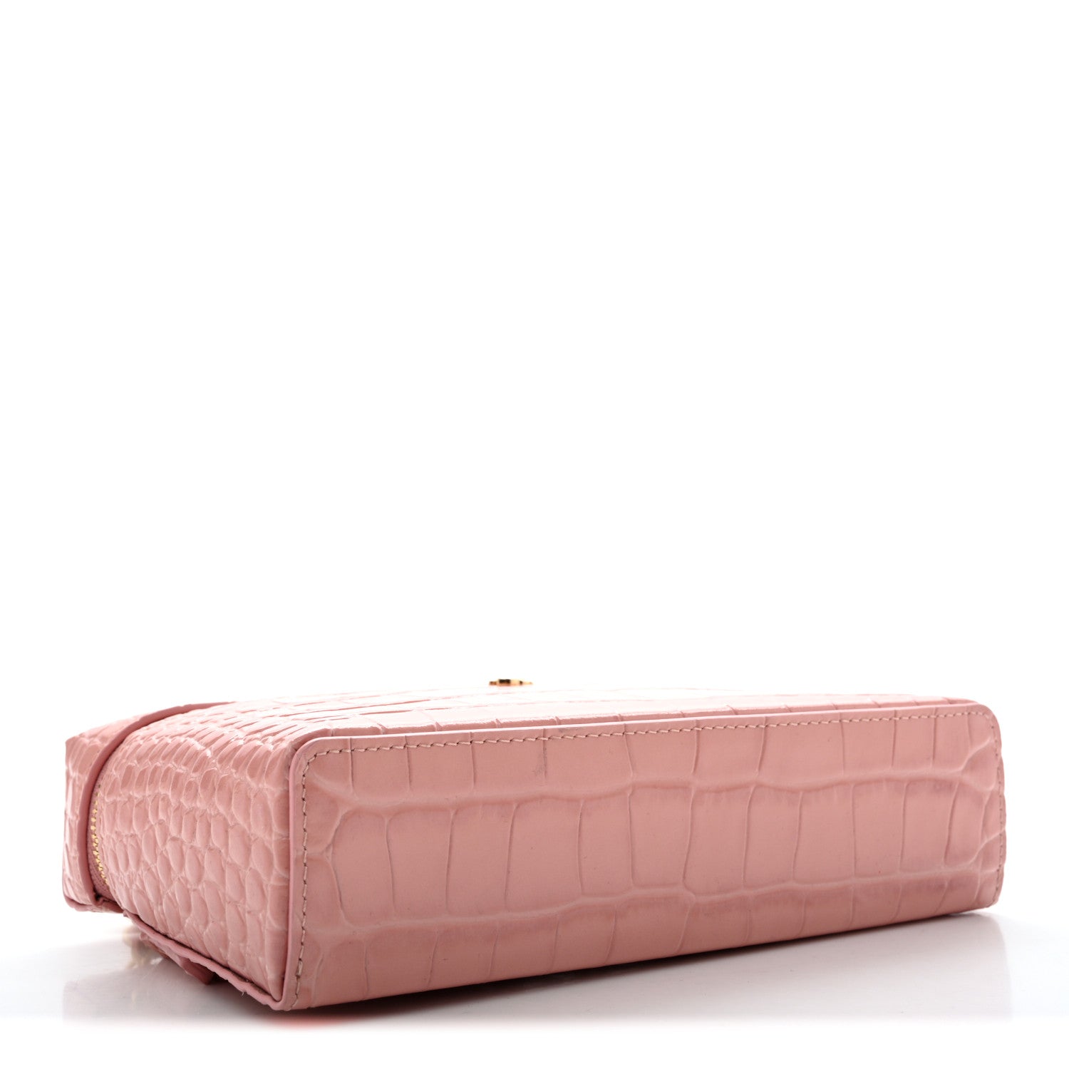 Chanel Calfskin Crocodile Embossed Crococo Top Handle Slim Vanity Case With Chain Light Pink 4 of 12