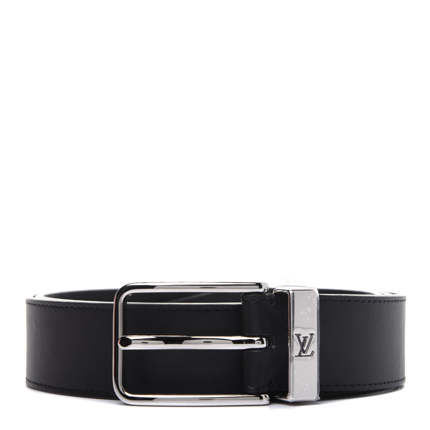 Louis Vuitton Calfskin 35mm Pont Neuf Belt 105 42 Black 1 of 9