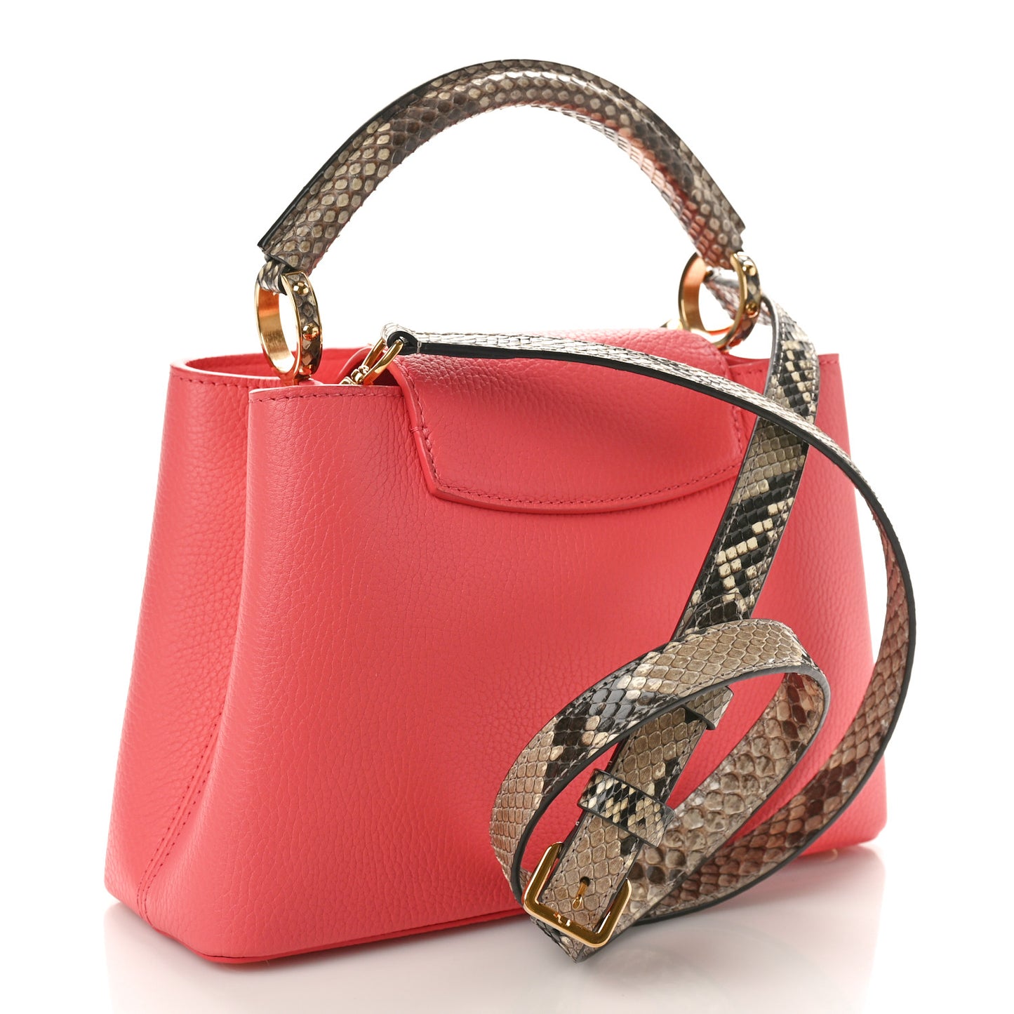 Taurillon Snakeskin Capucines PM Coral