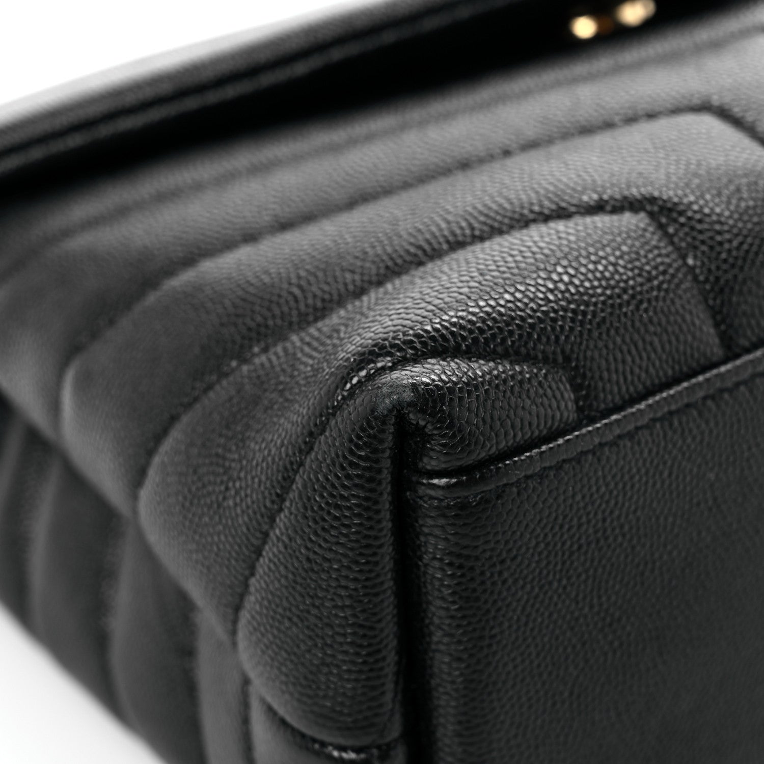 Saint Laurent Grain de Poudre Calfskin Y Quilted Monogram Small Loulou Chain Satchel Black 9 of 14