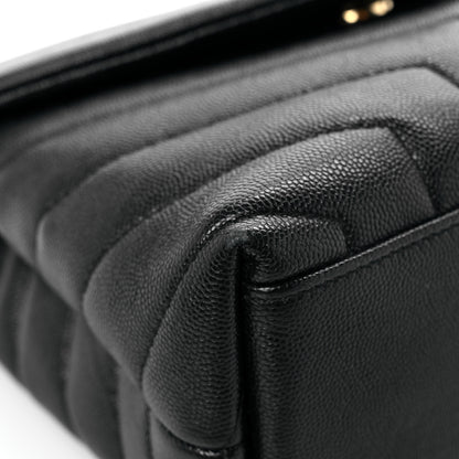 Saint Laurent Grain de Poudre Calfskin Y Quilted Monogram Small Loulou Chain Satchel Black 9 of 14