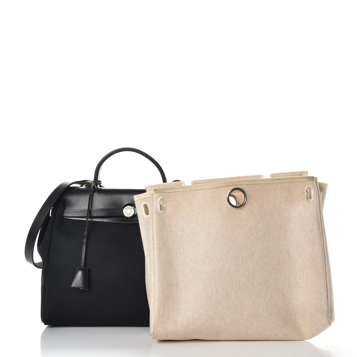 Toile Vache Calfskin Herbag 30 PM Natural Black