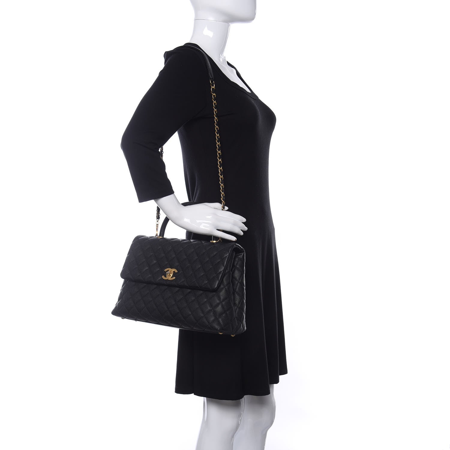 Chanel Caviar Quilted Medium Coco Handle Flap Black 2 of 10