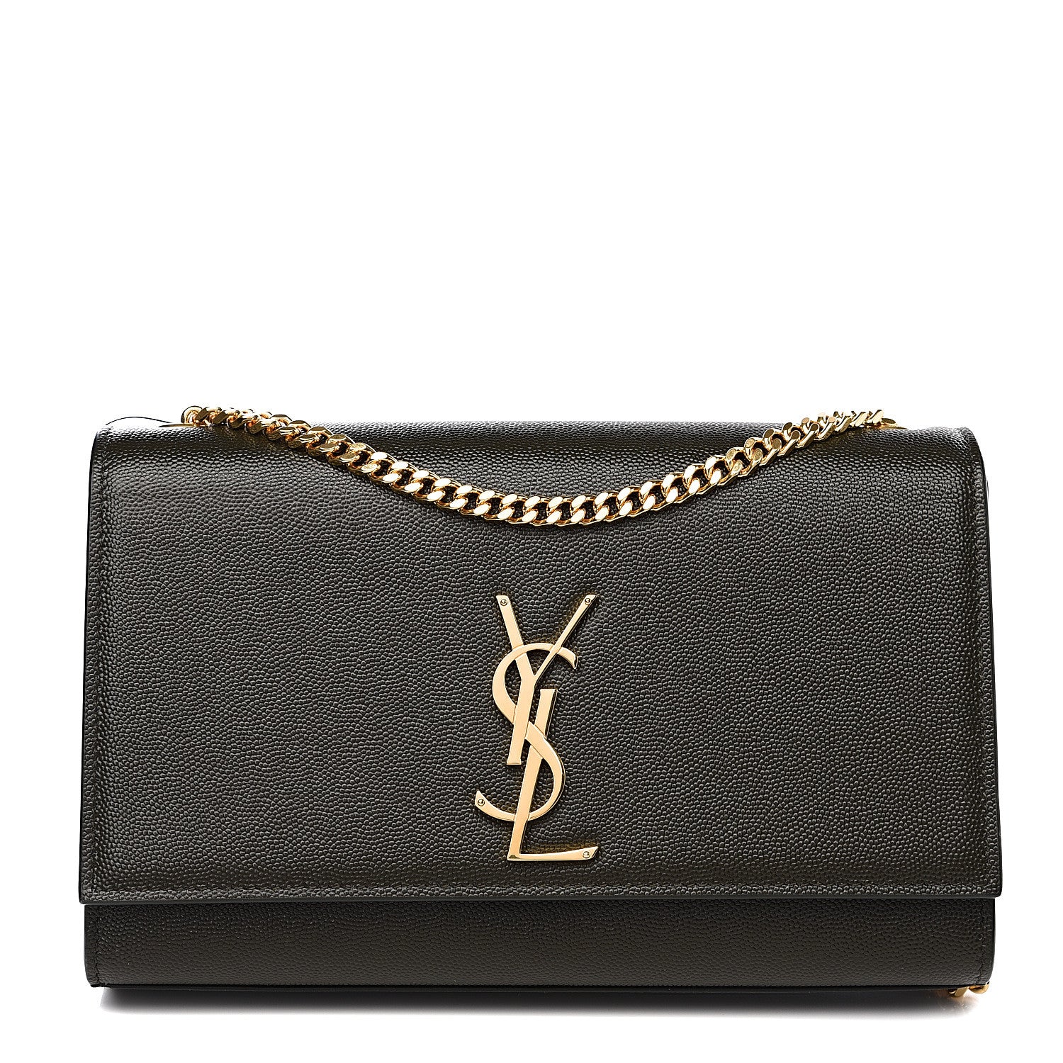Saint Laurent Grain De Poudre Medium Classic Monogram Kate Satchel Dark Tea 1 of 9