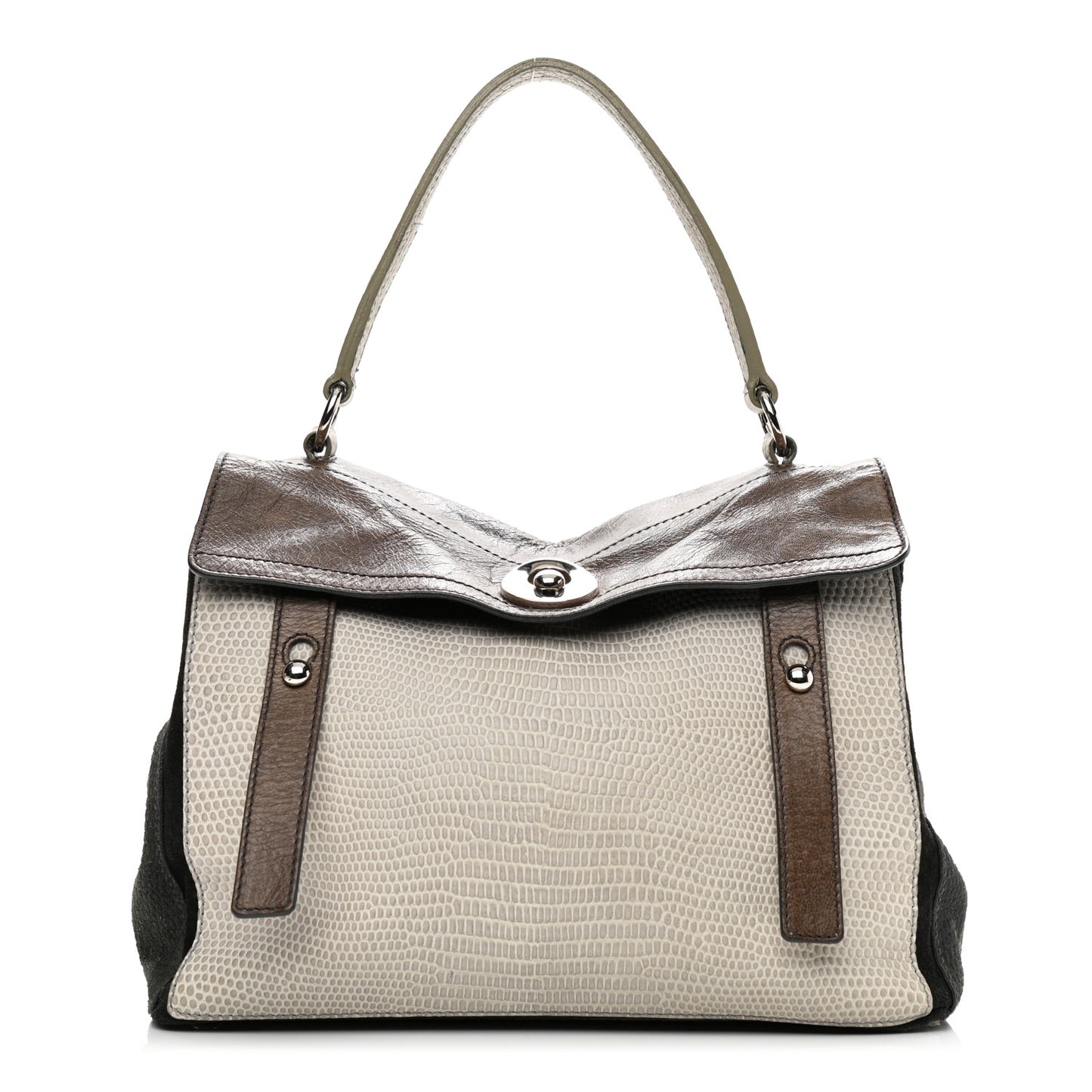 Calfskin Lizard Embossed Medium Muse Two Brown