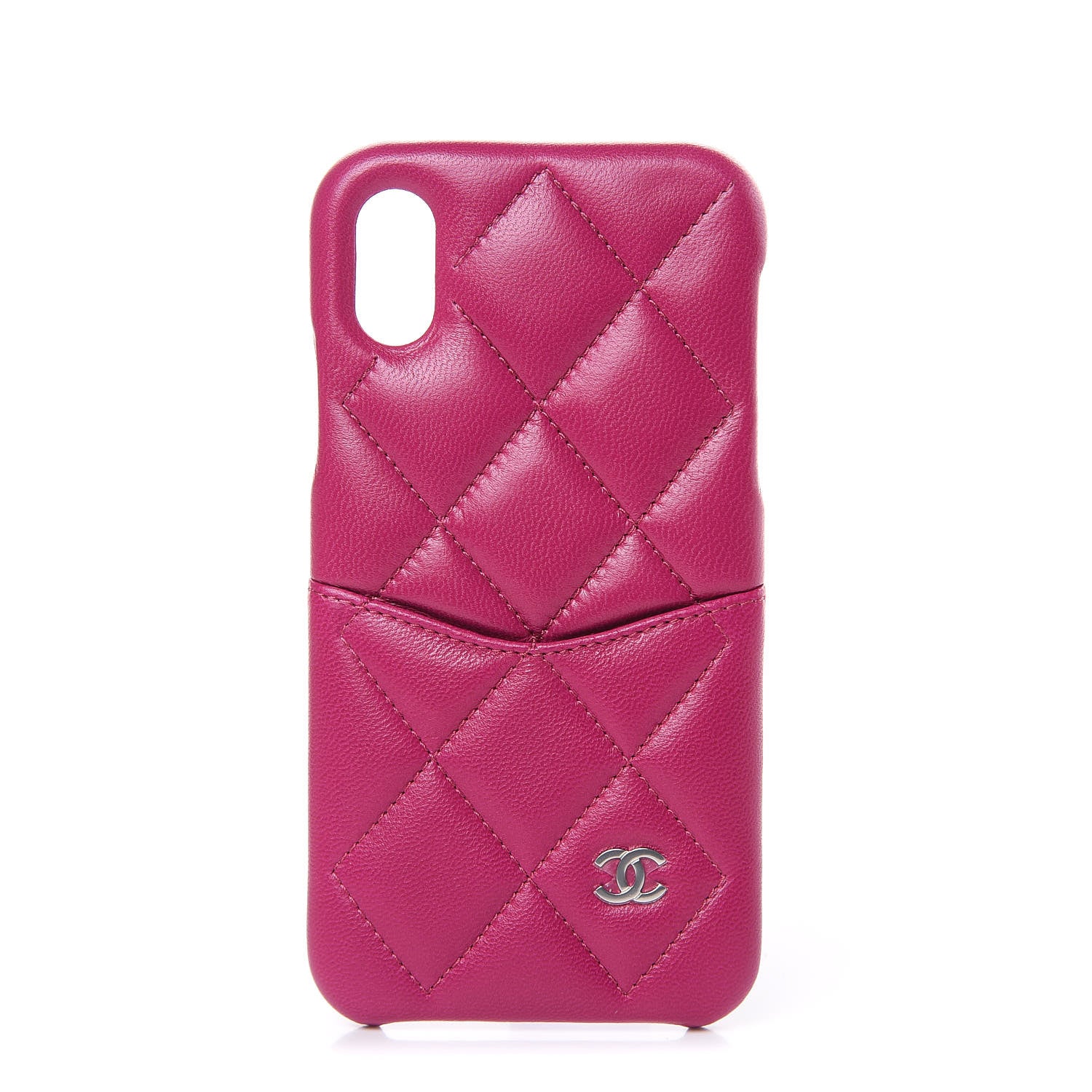 Chanel Lambskin Quilted iPhone X Coco Tech Case Fuchsia 1 of 7
