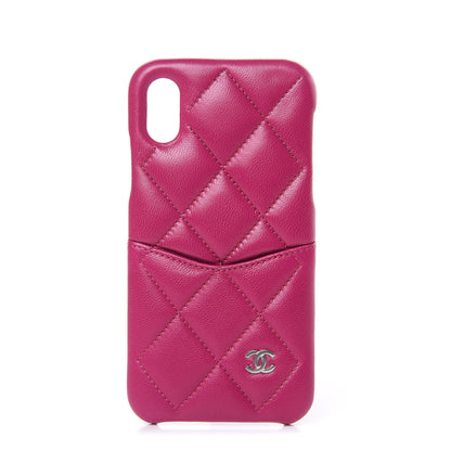 Chanel Lambskin Quilted iPhone X Coco Tech Case Fuchsia 1 of 7