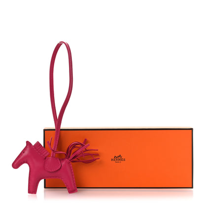 Hermes Milo Lambskin Grigri Rodeo Horse Bag Charm PM  Rose Mexico 5 of 5