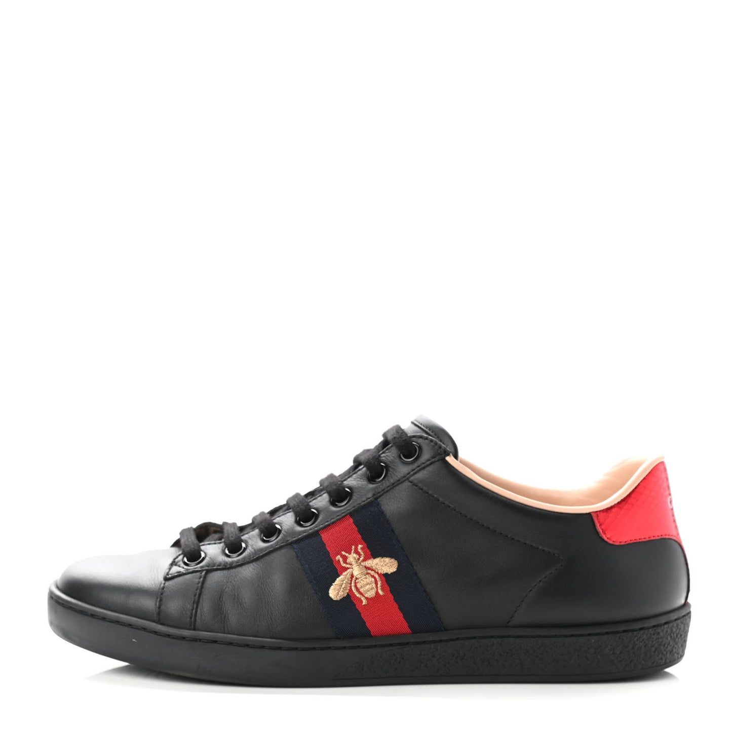 Calfskin Ayers Web Bee Embroidered Ace Sneakers 38 Black