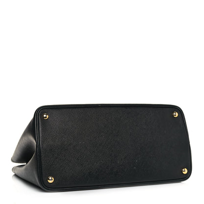 Prada Saffiano Cuir Medium Double Bag Black Fuoco 4 of 25