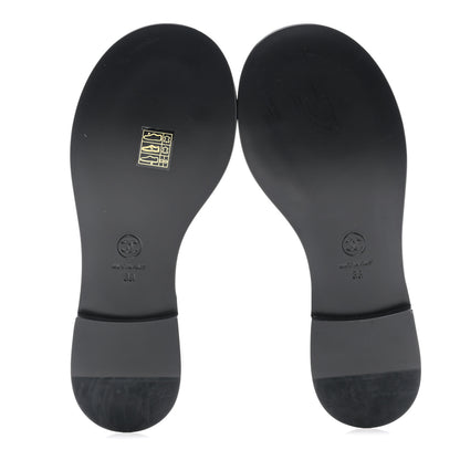 Chanel Lambskin Crystal Baguette CC Thong Sandals 38 Black 5 of 8
