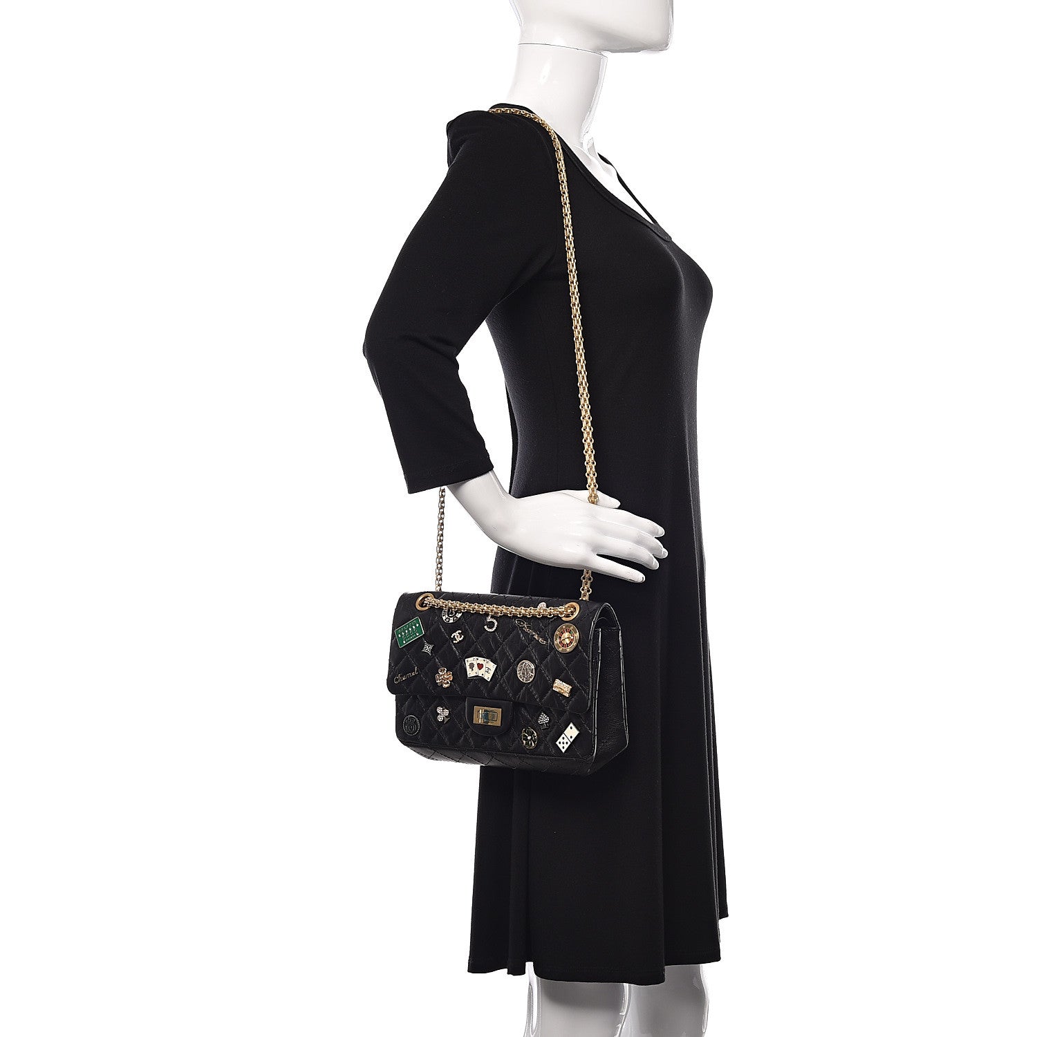 Chanel Aged Calfskin Quilted Casino 2.55 Reissue 225 Flap Black 2 of 10