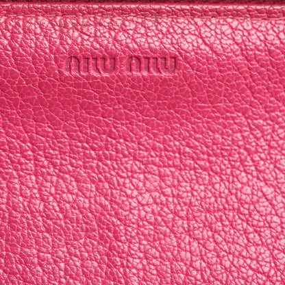 Miu Miu Goatskin Madras Zip Around Wallet Pink 7 of 17