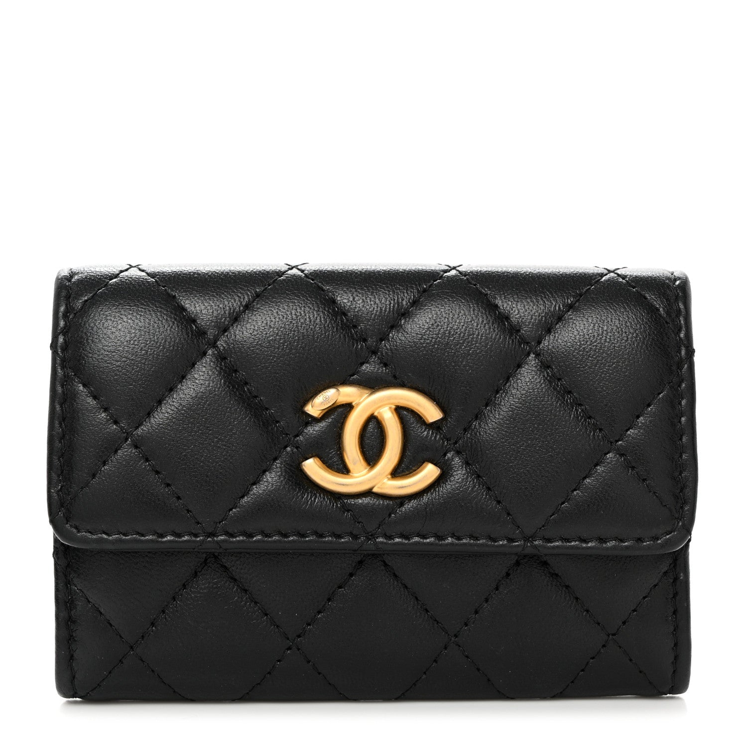 Chanel Lambskin Quilted Flap Card Holder Black 1 of 8