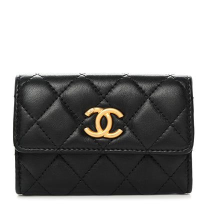 Chanel Lambskin Quilted Flap Card Holder Black 1 of 8