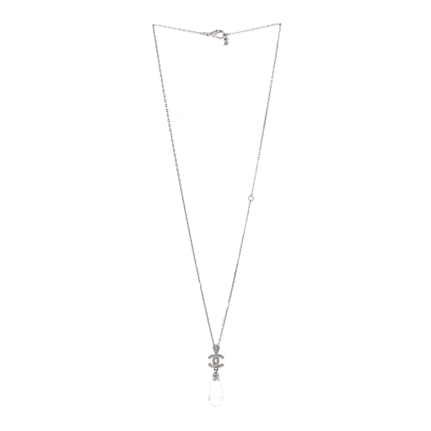 CC Crystal Teardrop Necklace Silver