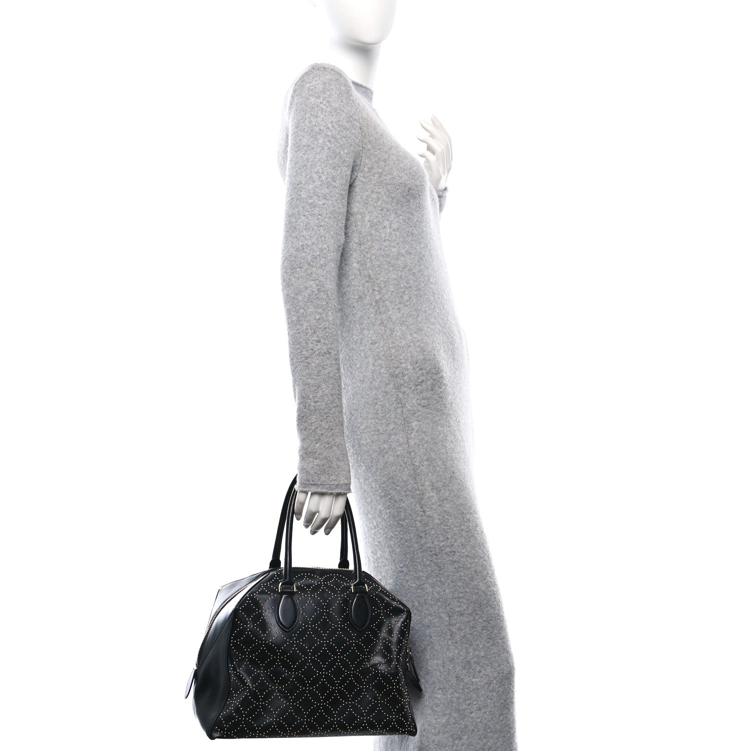 Alaia Calfskin Arabesque Studded Top Handle Bag Black 2 of 12