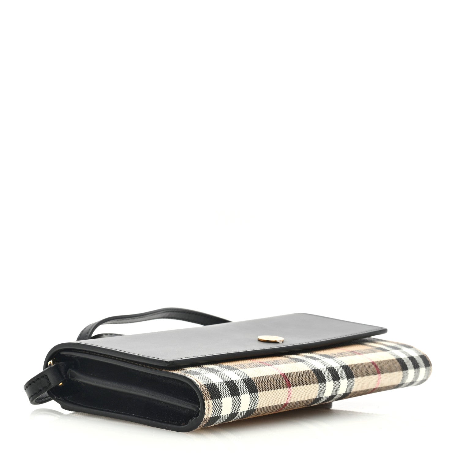 Burberry Calfskin Vintage Check Hannah Wallet with Detachable Strap Black 4 of 8
