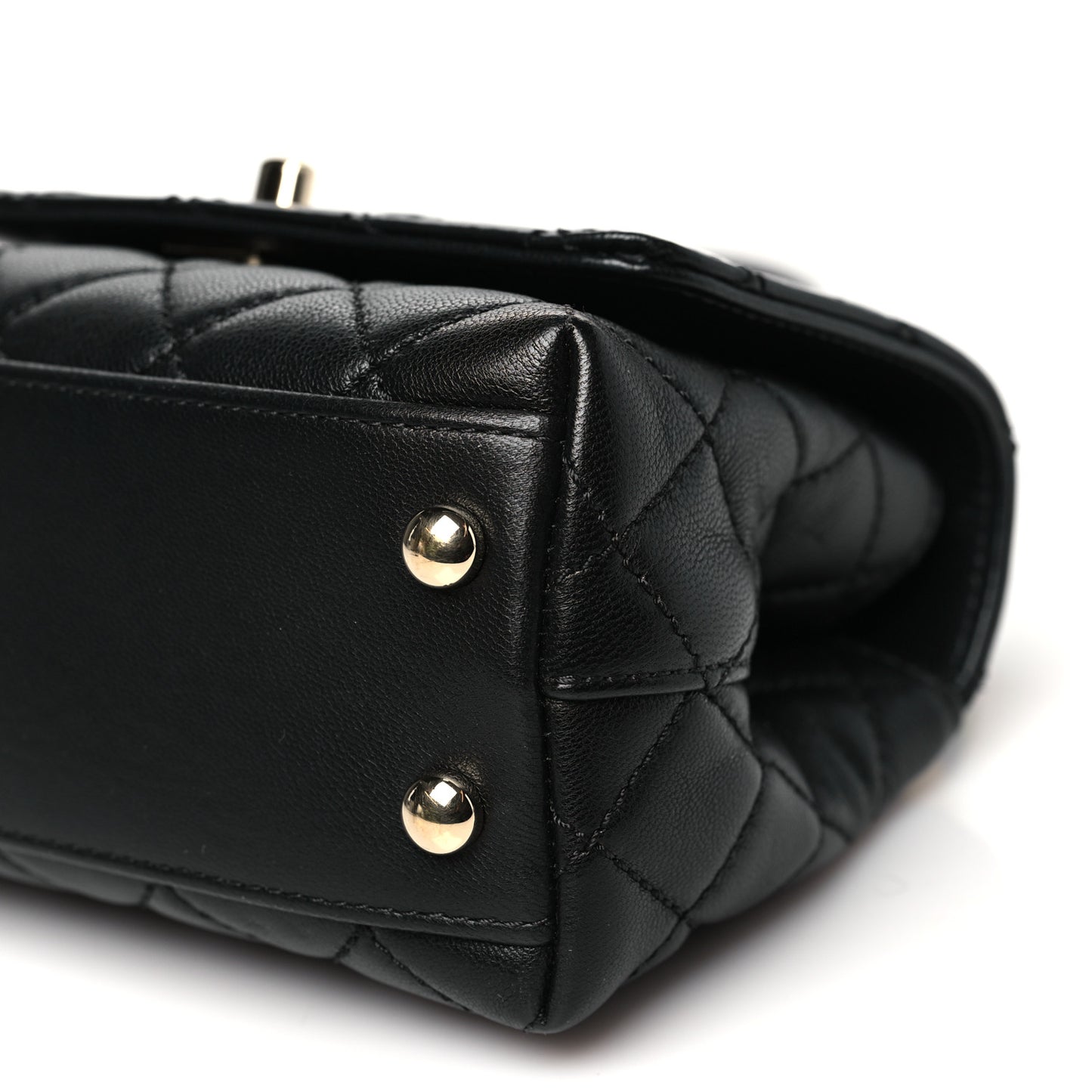 Goatskin Quilted Rainbow Extra Mini Coco Handle Flap Black