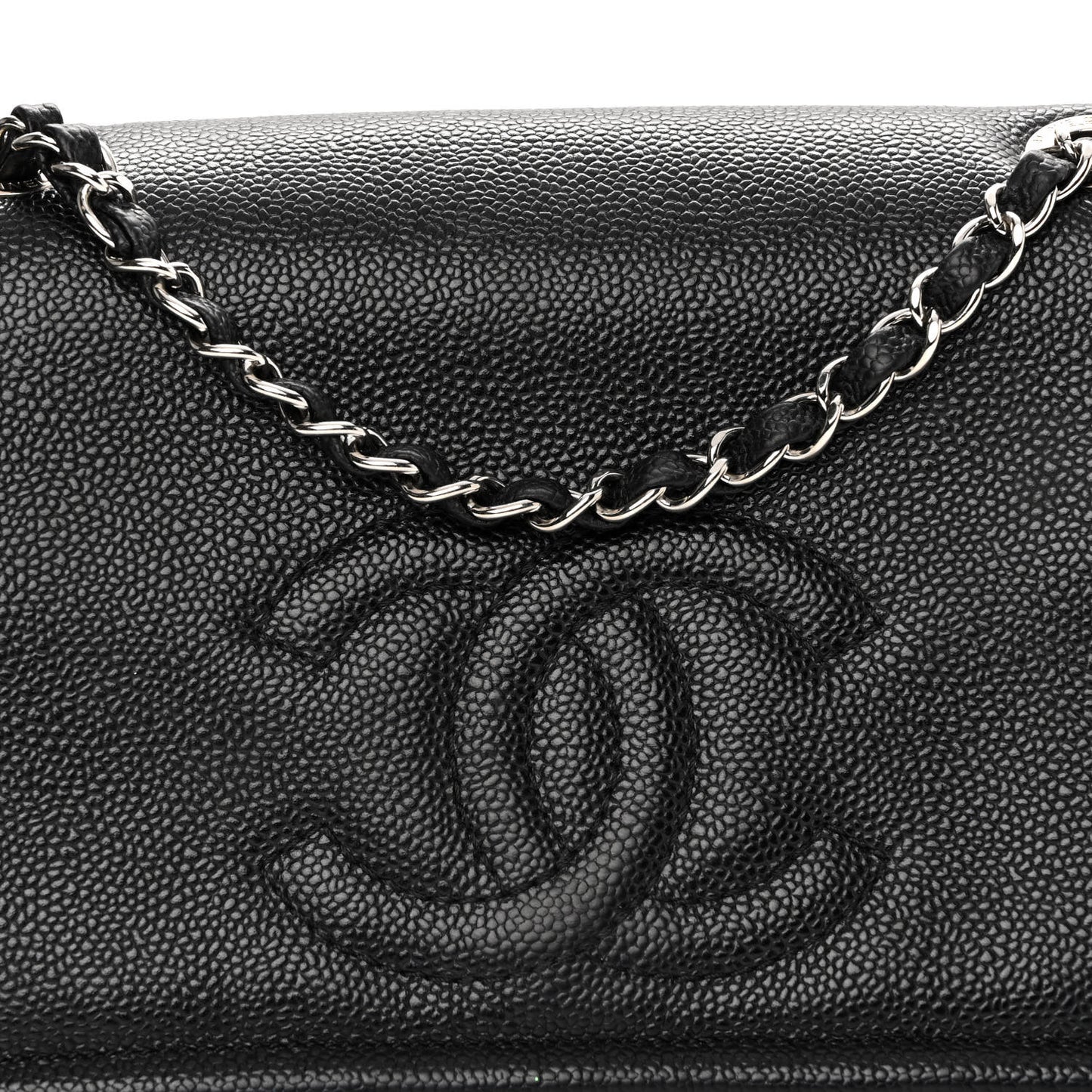 Caviar Medium Timeless CC Flap Navy Blue