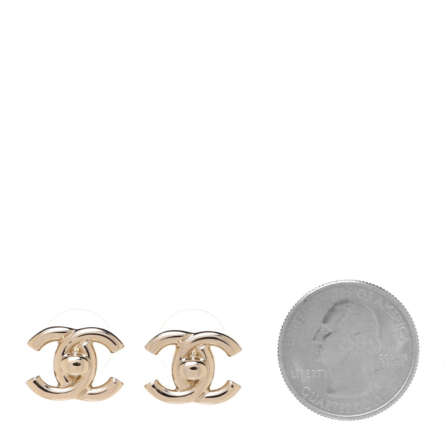 Metal CC Turnlock Earrings Gold