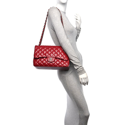 Chanel Caviar Quilted Jumbo Double Flap Red 2 of 12