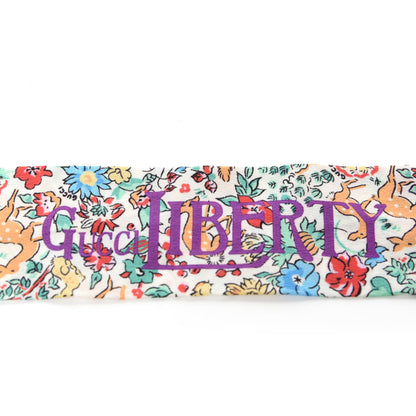 Gucci X LIBERTY OF LONDON Silk Floral Fawn Print Neck Bow Scarf Multicolor Purple Ivory 2 of 3