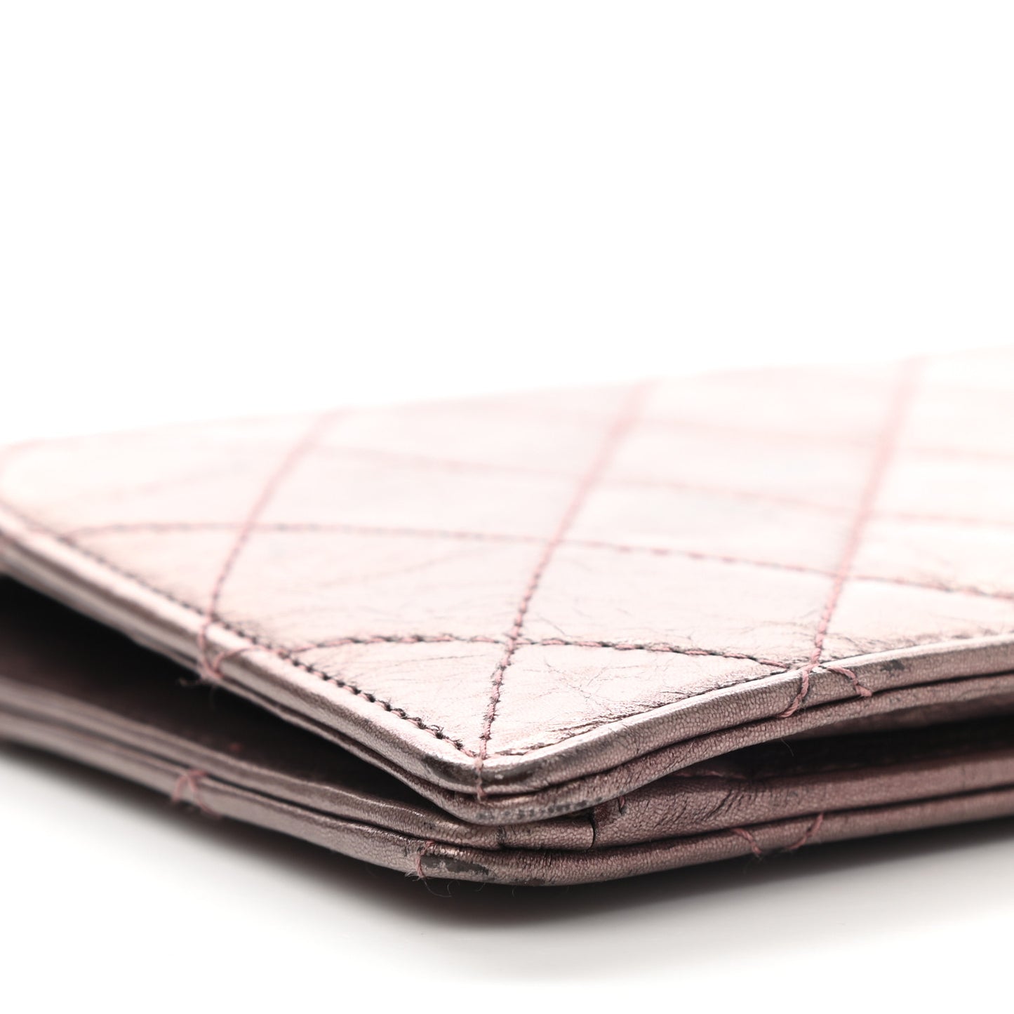 Aged Calfskin Quilted Reissue 2.55 Yen Wallet Purple