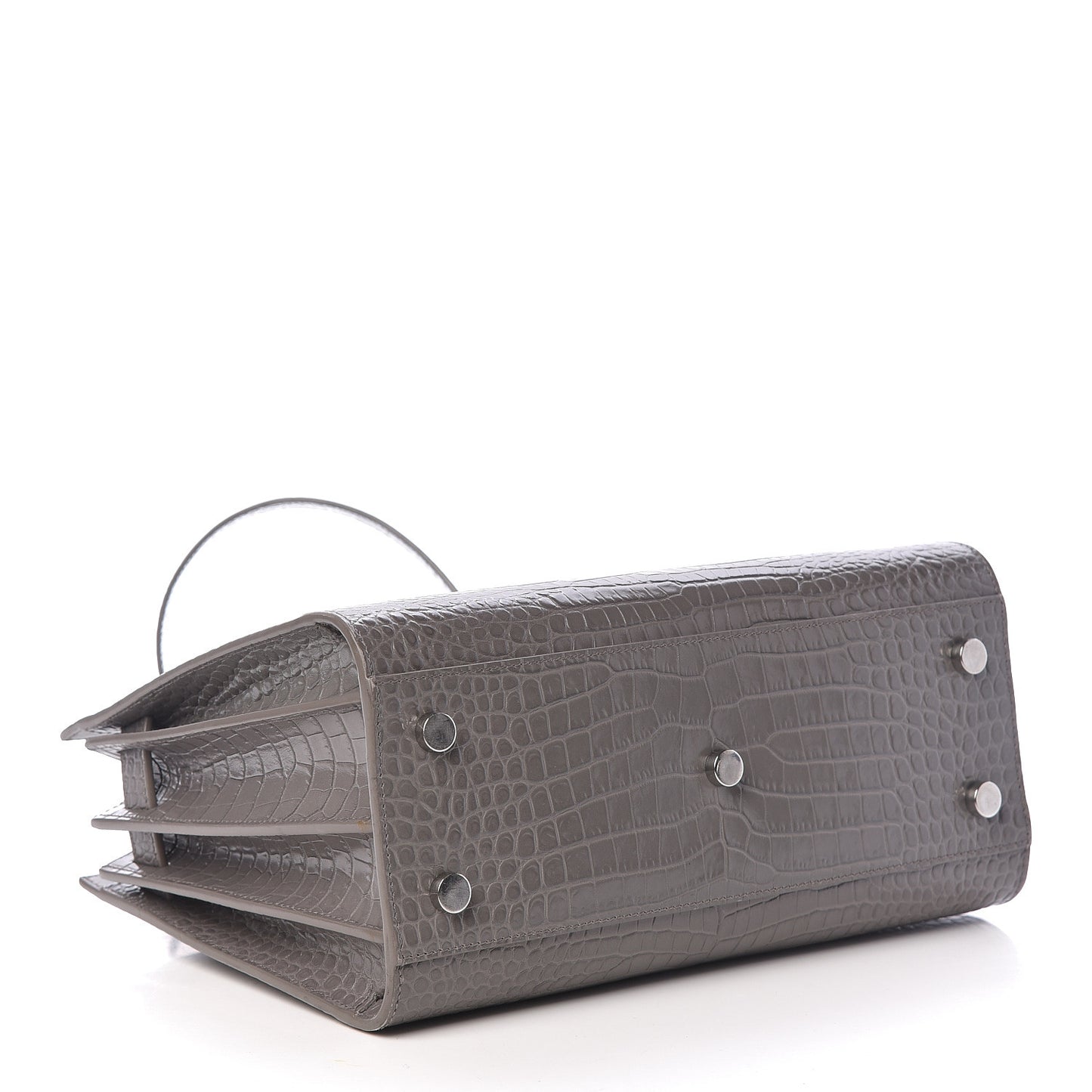 Calfskin Crocodile Embossed Baby Sac De Jour Fog