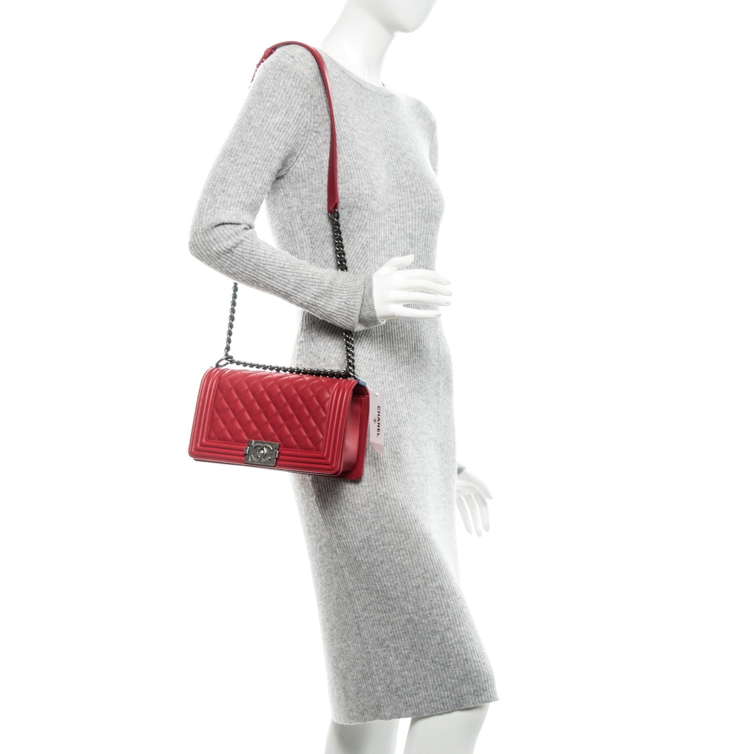 Chanel Calfskin Quilted Medium Boy Flap Red 2 of 7