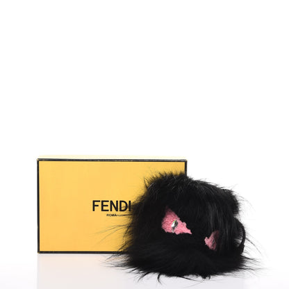Fendi Fox Fur Shearling Crystal Pinky Punky Monster Bag Bug Charm Black Bubblegum 5 of 5