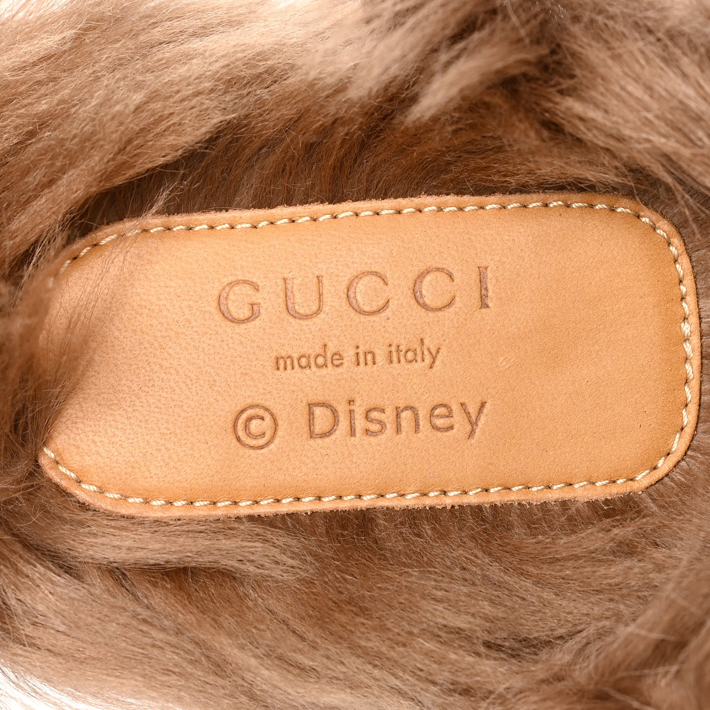 X DISNEY Mini Vintage GG Supreme Monogram Mickey Mouse Fur Womens Princetown Slippers 38 Beige Vintage Sun Oil