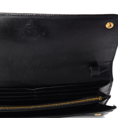 Prada Saffiano Metal Oro Chain Wallet Black 10 of 17