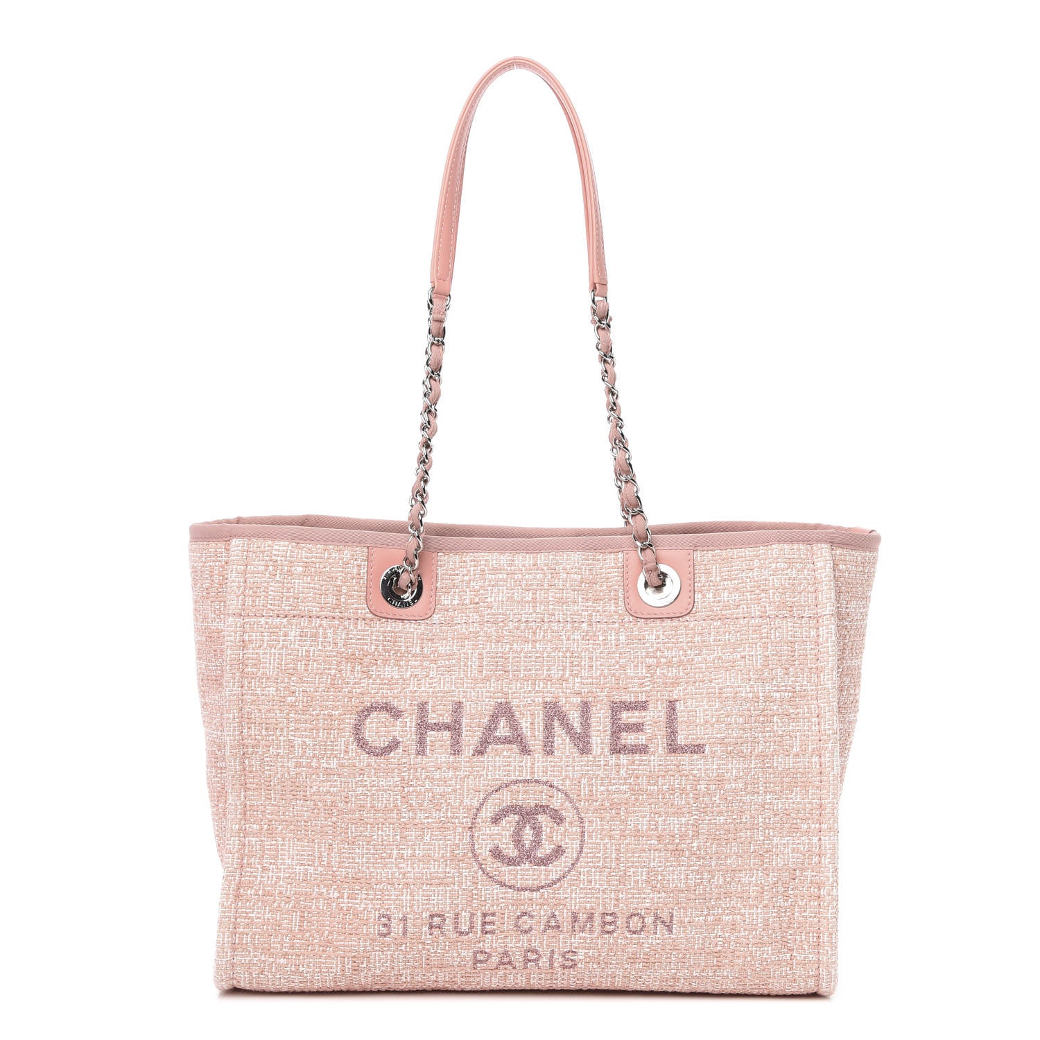 Chanel Canvas Deauville Small Tote Pink 1 of 9
