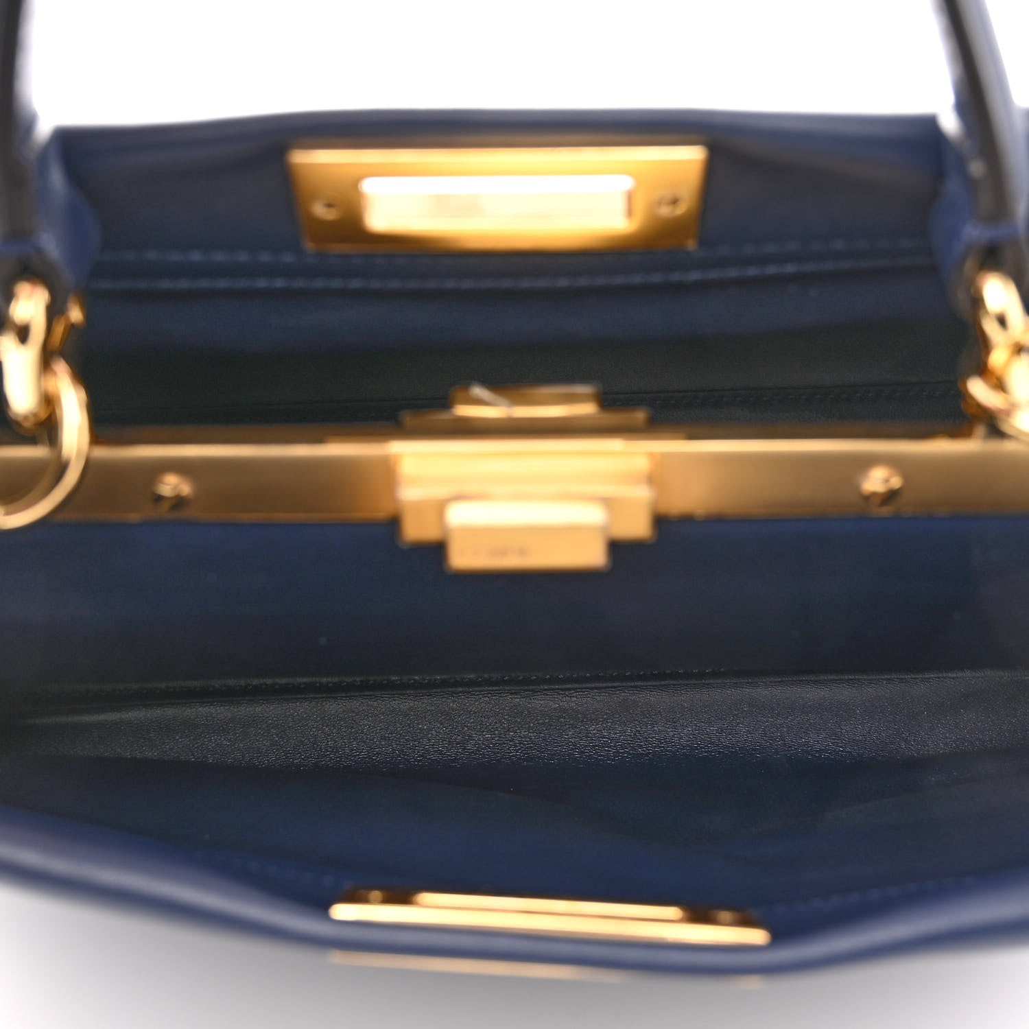 Fendi Vitello Seta Shiny Nappa Medium 3 Pocket Peekaboo Iconic Satchel Blueberry 6 of 10