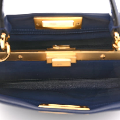 Fendi Vitello Seta Shiny Nappa Medium 3 Pocket Peekaboo Iconic Satchel Blueberry 6 of 10