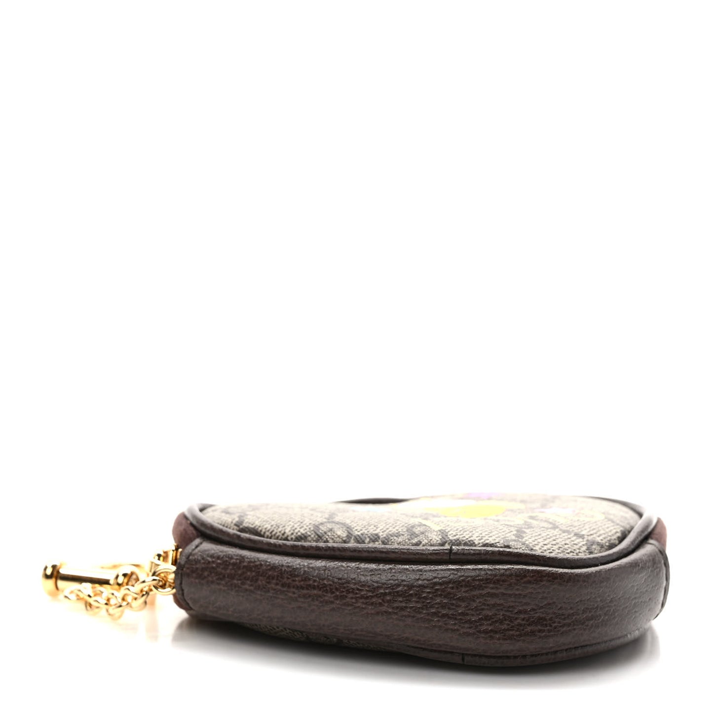 X BNF GG Supreme Monogram Textured Dollar Calfskin Bananya Print Heart Coin Purse Beige Ebony Multicolor New Acero