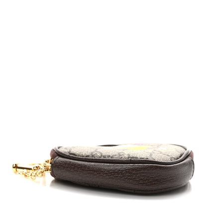 Gucci X BNF GG Supreme Monogram Textured Dollar Calfskin Bananya Print Heart Coin Purse Beige Ebony Multicolor New Acero 4 of 8