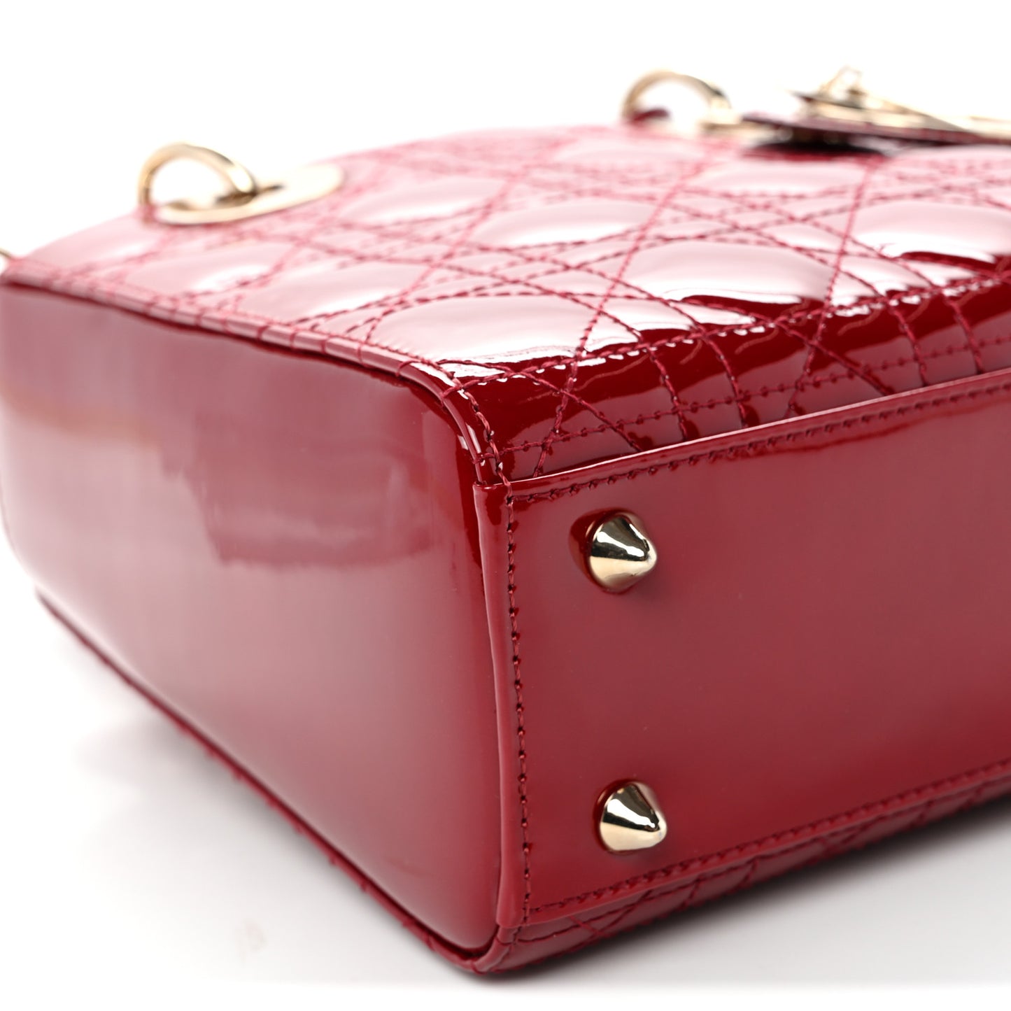 Patent Cannage Small Lady Dior Cherry Red